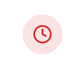 A circular clock icon with a red clock hand against a light background, symbolizing time management and efficiency.